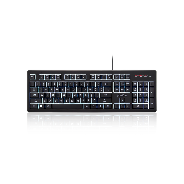 PERIBOARD-329 - Wired Backlit Keyboard Quiet keys with Large Print Letters