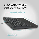 PERIBOARD-525 Wired Mini USB Keyboard with Touchpad and Scissor Keys