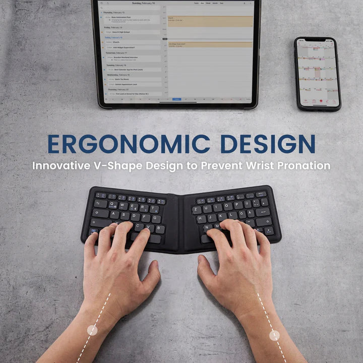 PERIBOARD-805E Portable Bluetooth Mini Ergonomic Keyboard