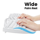 PERIBOARD-612 W - Wireless White Ergonomic Keyboard plus Bluetooth Connection with wide palm rest eases your wrist pain.