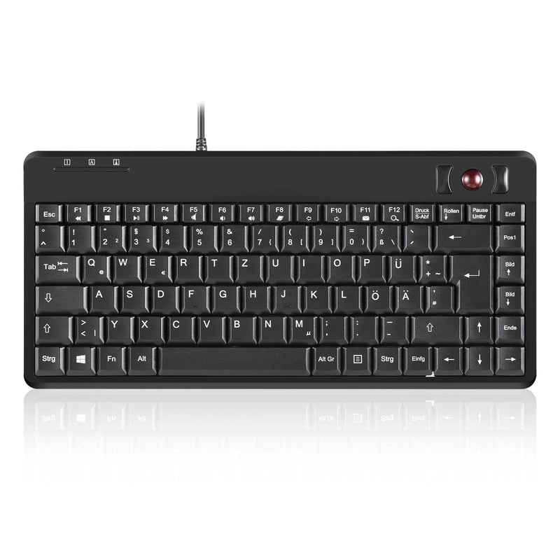 PERIBOARD-505 P - PS/2 75% Trackball Keyboard. PS/2 interface via 6-pin mini-din connector with 1.8m (5.9ft) cable in DE layout.