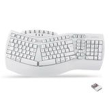 PERIBOARD-612 W - Wireless White Ergonomic Keyboard plus Bluetooth Connection in DE layout.