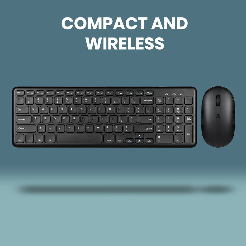 PERIDUO-613 B - Wireless Compact Set 90% Quiet Keys Keyboard and Quiet Click Mouse.