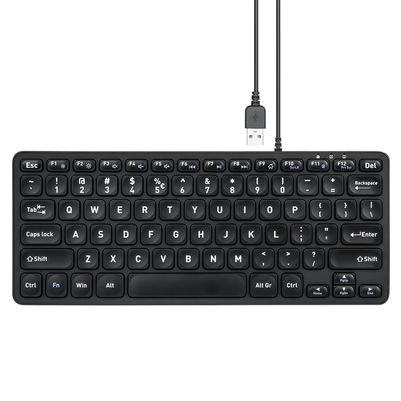 PERIBOARD-432 Wired Mini Scissor Keyboard 70% with Quiet Keys and Large Print Letters