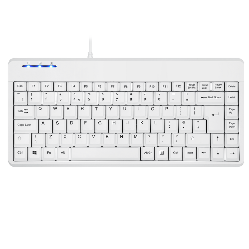 PERIBOARD-409 U - Wired White Mini Keyboard 75% Quiet Keys with lights on