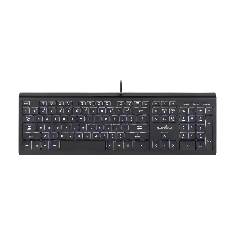 PERIBOARD-324 - Wired Standard Backlit Keyboard Quiet Keys Extra USB Ports