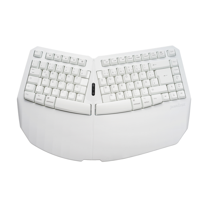 PERIBOARD-613 W - Wireless White Ergonomic Keyboard 75% plus Bluetooth Connection in DE layout.