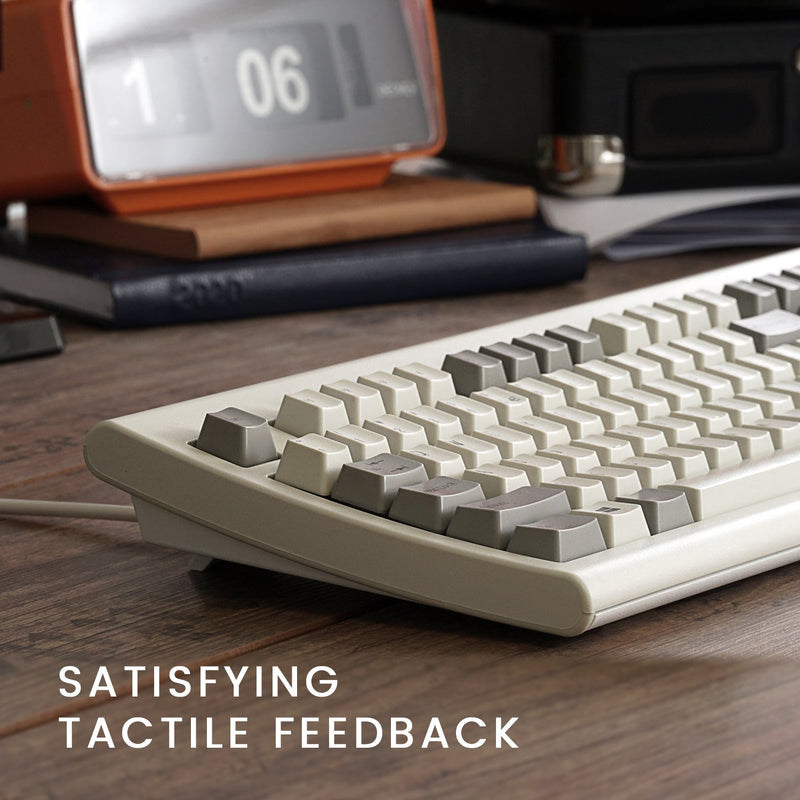 PERIBOARD-106 M - Wired Retro Vintage Grey/White Standard Keyboard with satisfying tactile feedback.