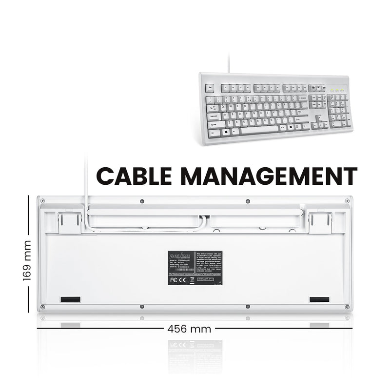 PERIBOARD-106 W - Wired White Standard Keyboard with cable management