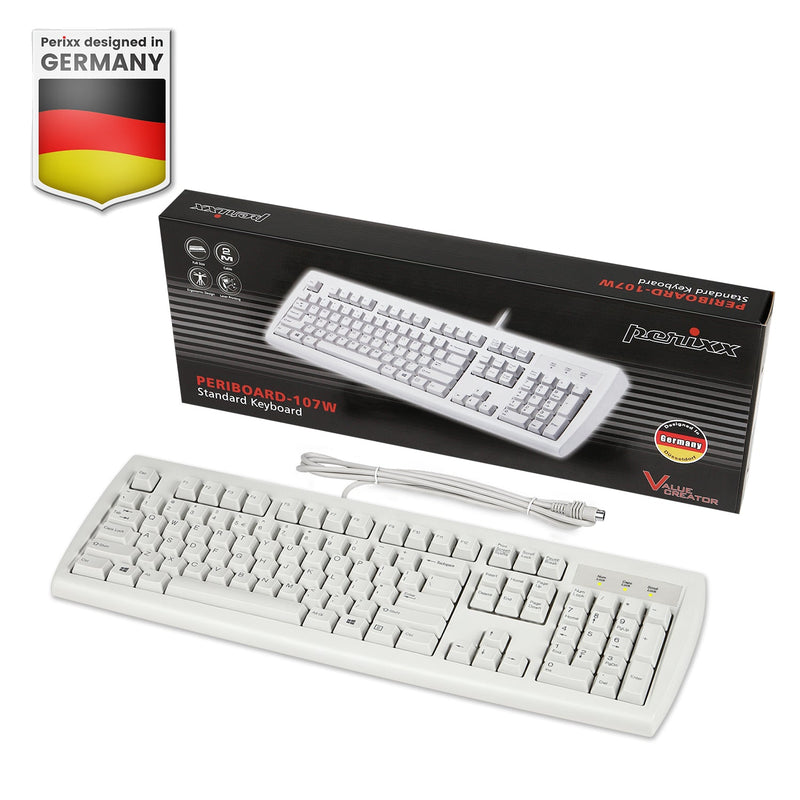 PERIBOARD-107 W - PS/2 White Keyboard with package