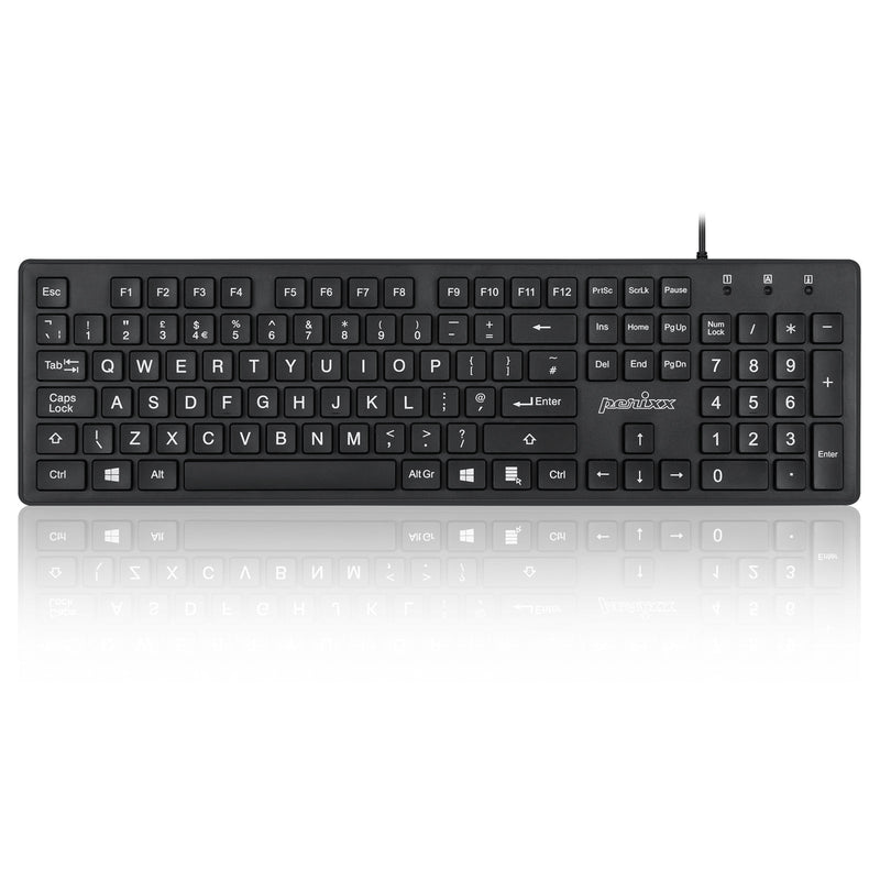 PERIBOARD-117 - Wired Standard Keyboard with Big Print Letters in UK layout.
