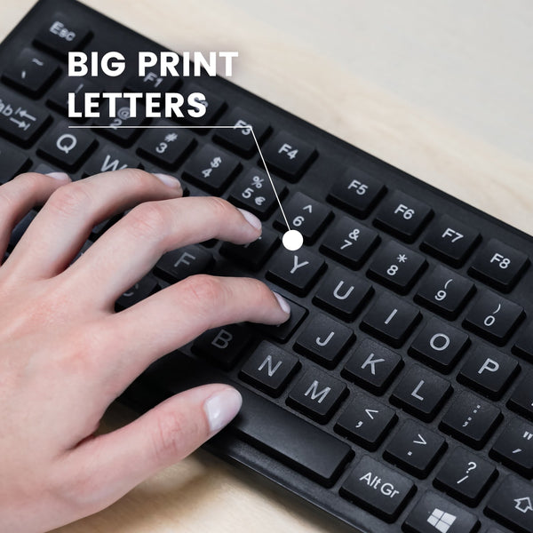PERIBOARD-117 - Wired Standard Keyboard with Big Print Letters.