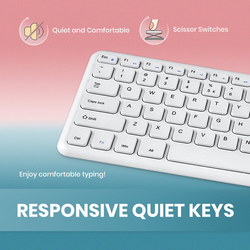 PERIBOARD-213 W - Wired White Compact 90% Keyboard Scissor Keys. Quiet and comfortable.