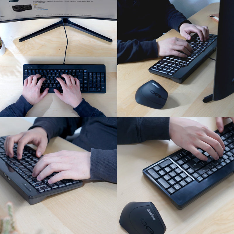 PERIBOARD-220 H - Wired Compact 75% Keyboard plus numpad and 2 extra USB ports on your desk.