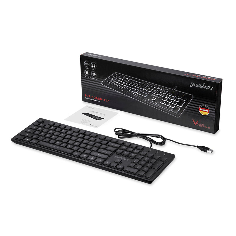PERIBOARD-317 - Wired Backlight Standard Keyboard with Large Print Letters