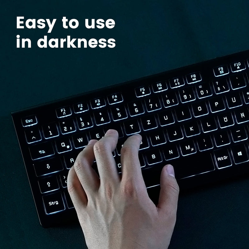 PERIBOARD-324 - Wired Standard Backlit Keyboard Quiet Keys Extra USB Ports in white Backlit is easy to use in dim light environments and even in total darkness.