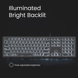 PERIBOARD-325 - Wired Backlit Mac Keyboard Quiet key extra USB ports with no manufacturer mark in white backlit. adjustable 3 level brightness.