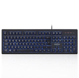 PERIBOARD-329 - Wired Backlit Keyboard Quiet keys with Large Print Letters in blue backlit in italian layout.