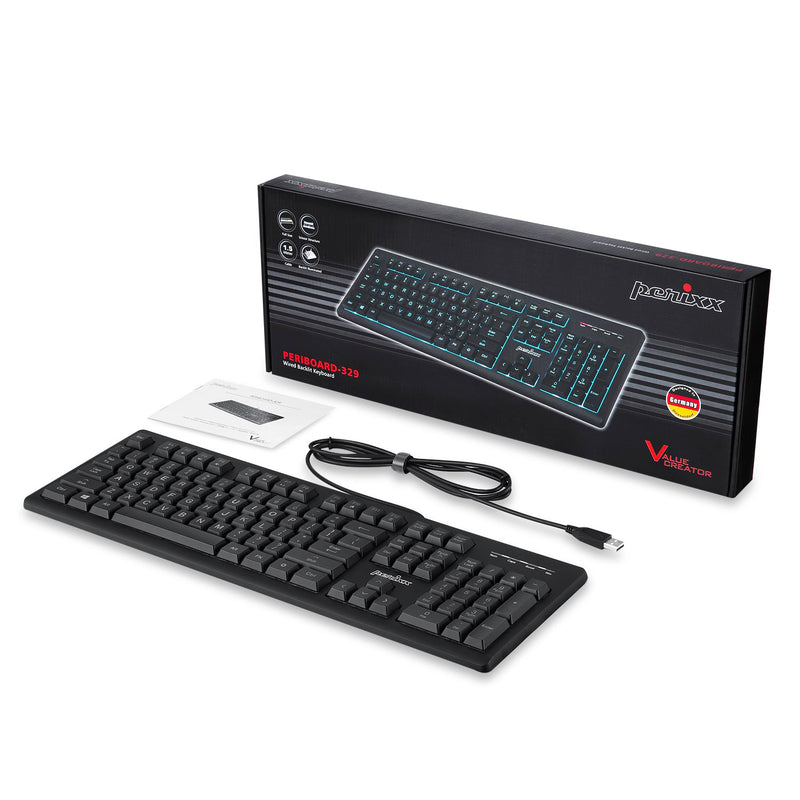 PERIBOARD-329 - Wired Backlight Keyboard with Scissor Keys and Large Print Letters