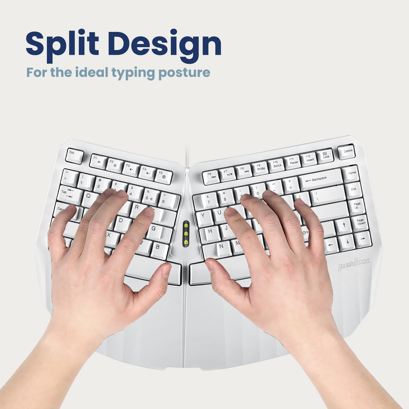 PERIBOARD-413 W - Wired Mini White Ergonomic Keyboard 75% for smaller hands.