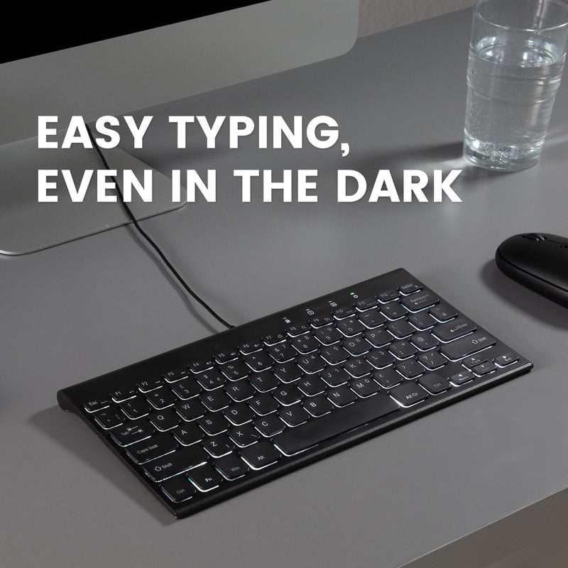 PERIBOARD-429 - Wired 70% Mini Backlit Keyboard Quiet Scissor Key. Easy typing, even in the dark.