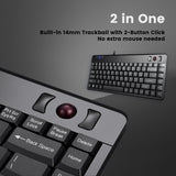 PERIBOARD-505 H PLUS - Wired Mini Trackball Keyboard 75%. Built-in 14mm Trackball with 2-button click