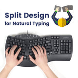 PERIBOARD-512 B - Wired Ergonomic Keyboard 100% with split design for natural typing which eases your wrist pain and pressure on your shoulders