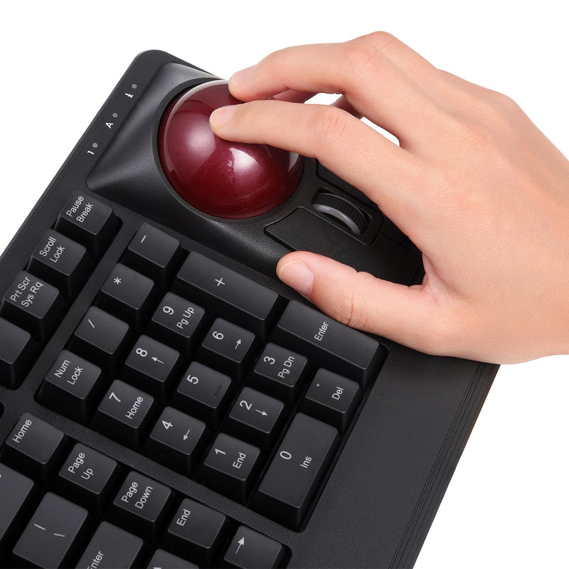 PERIBOARD-522 - Mechanical Trackball Keyboard (75% plus numpad) with large Trackball