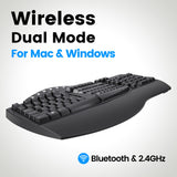 PERIBOARD-612 B - Wireless Ergonomic Keyboard plus Bluetooth Connection. Dual mode of USB Wireless and Bluetooth for both Mac and Windows.