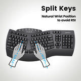 PERIBOARD-612 B - Wireless Ergonomic Keyboard plus Bluetooth Connection in split key design. Natural wrist position to avoid RSI or to ease your wrist pain.
