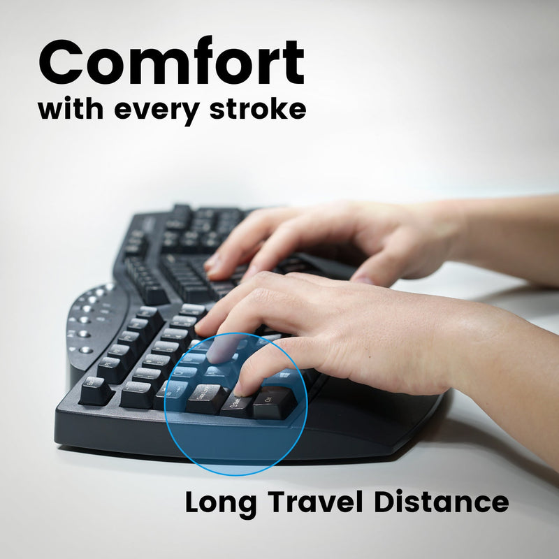 PERIBOARD-612 B - Wireless Ergonomic Keyboard plus Bluetooth Connection with long travel distance. Comfort with every stroke.