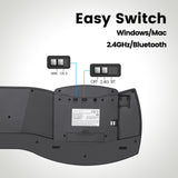 PERIBOARD-612 B - Wireless Ergonomic Keyboard plus Bluetooth Connection. Easy Switch between mode for windows and Mac.