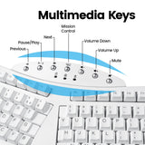 PERIBOARD-612 W - Wireless White Ergonomic Keyboard plus Bluetooth Connection and various multimedia keys