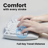 PERIBOARD-612 W - Wireless White Ergonomic Keyboard plus Bluetooth Connection with full key travel distance. Comfort with every stroke.