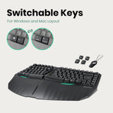 PERIBOARD-613 B - Wireless Ergonomic Keyboard 75% plus Bluetooth Connection with switchable keys for both windows and Mac layout.