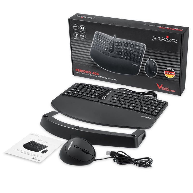 PERIDUO-406 - Wired Ergonomic Combo (75% Keyboard And Vertical Mouse)