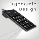 PERIPAD-202 U - Wired Numeric Keypad Scissor Keys Large Print Letters in ergonomic design